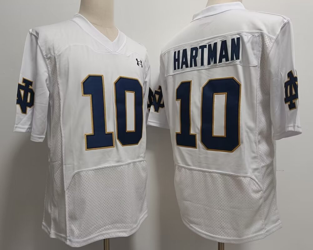 2024 NCAA Men University of Notre Dame #10 Sam Hartman white nike jerseys style 2